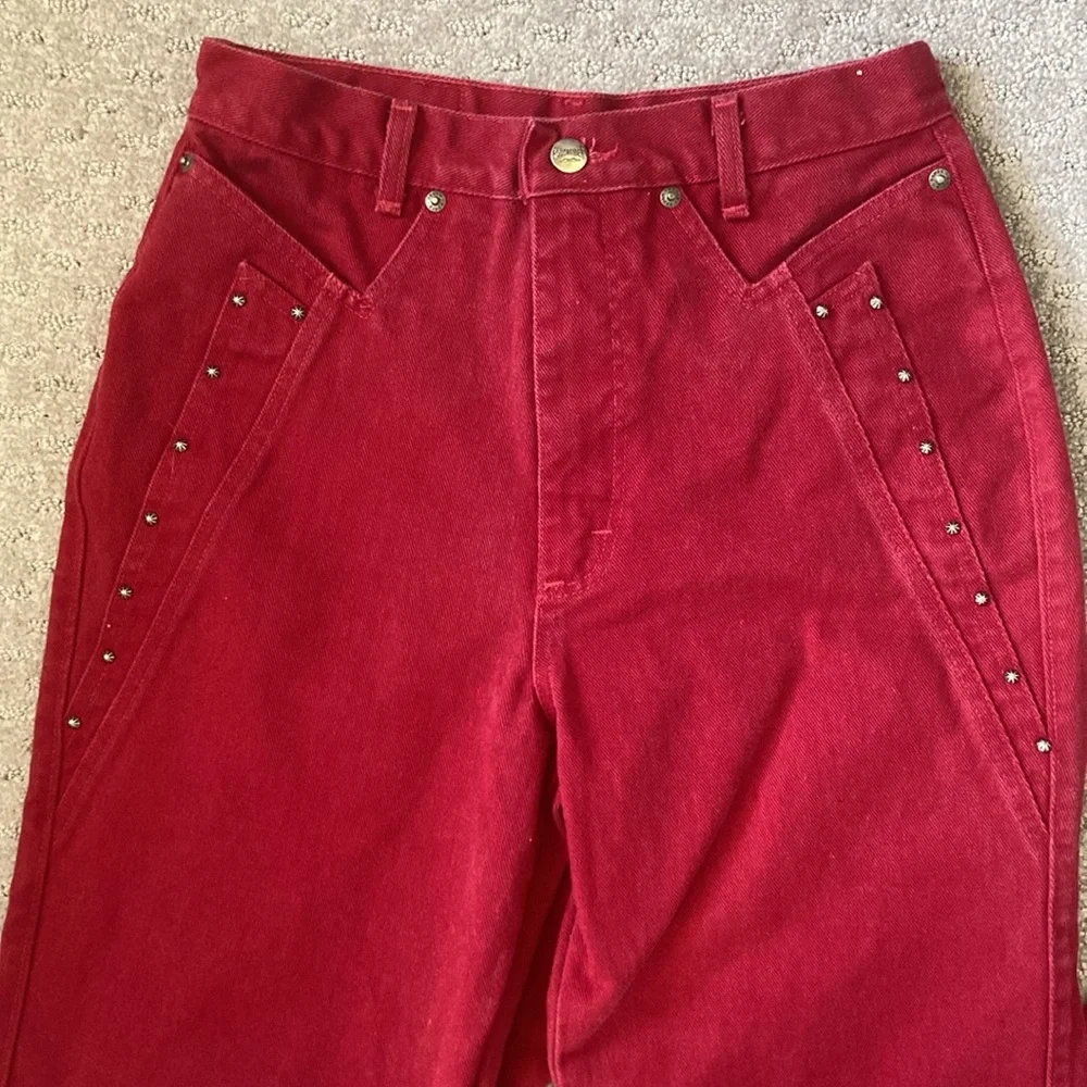 Vintage ROUGHRIDER by Circle T red denim jeans, 9/10. - Picture 3 of 9